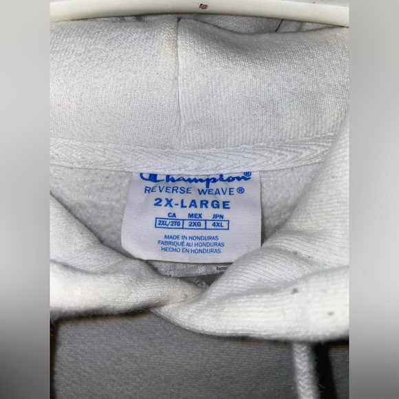 CHAMPION MENS VINTAGE REVERSE WEAVE HOODIE SWEATSHIRT WHITE BIG C LOGO XXL 2XL - Picture 4 of 6